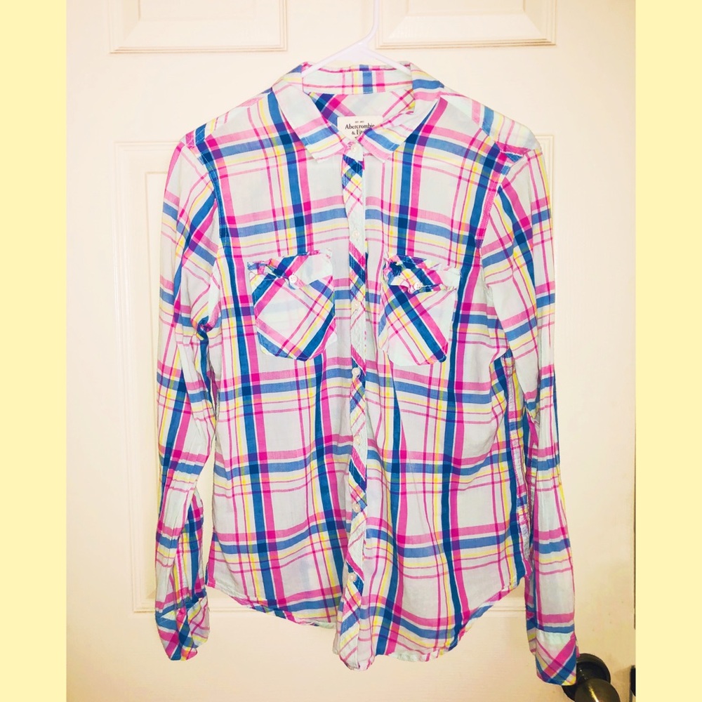 Abercrombie pastel plaid shirt
